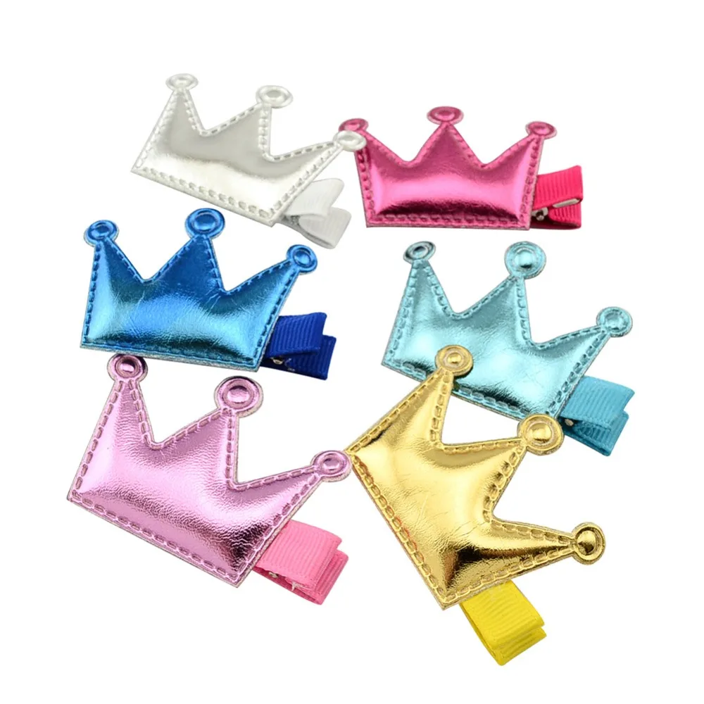 2 01 дюймов 6 шт./лот PU Корона Твердые волосы бант милый бутик шпильки заколки