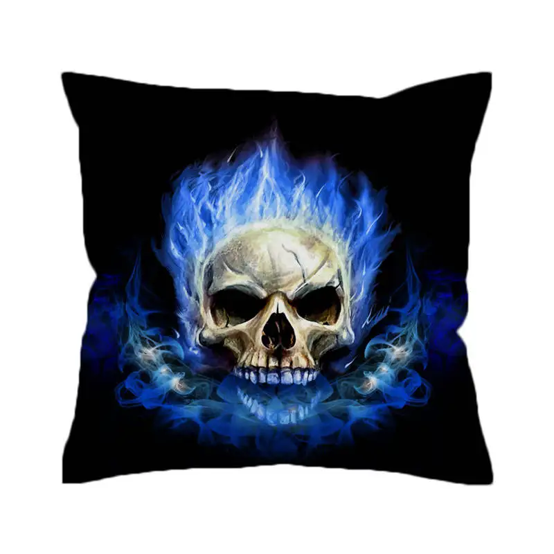 Skull8 Постельные принадлежности Outlet пламя Подушка с черепом чехол 3D печать готические декоративные наволочки синий огонь наволочка 45*45 Мода для мальчиков - Цвет: Skull8