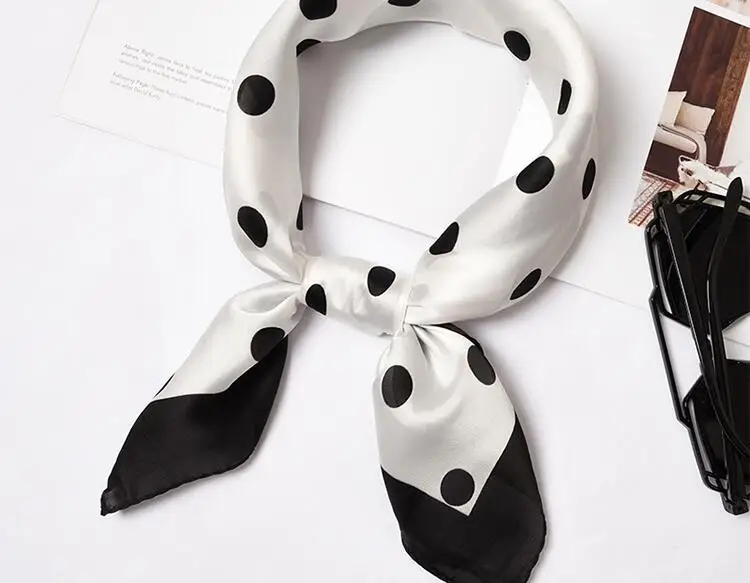 

Yishine 60*60 CM Women Multifunction High Quality Polyester Silk Scarf Dots Prints New Satin Small Square Wraps Scarves Shawl