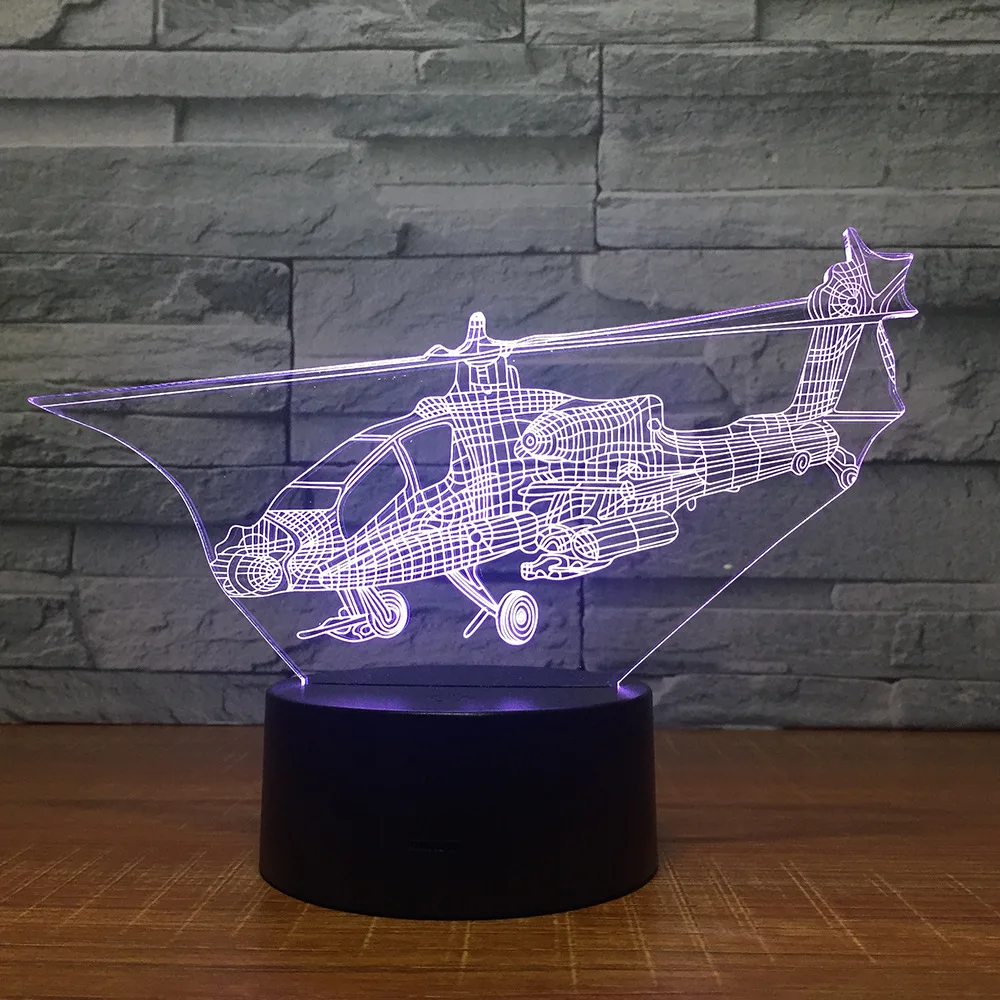 Вертолет 3D 7 цветов лампа визуальный светодиодный ночные светильники для детей