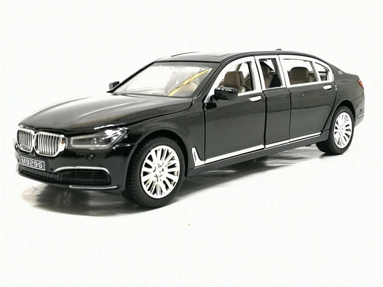 Высокая имитация 1:24 760LI, удлиненная модель автомобиля из сплава, звуковой светильник, модель автомобиля, игрушки для детей, подарки