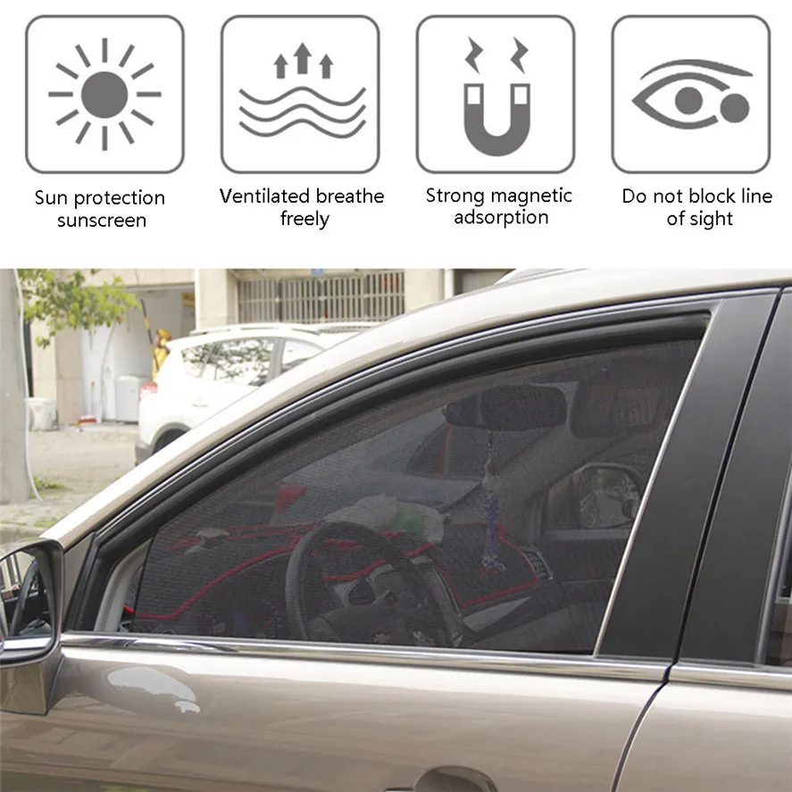 Net Yarn Magnetic Car Curtain 2PCS Side Window Sun Shade Visor Anti-UV Cover Shield Baby 0612#20 |