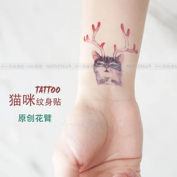 1 шт. временная татуировка для женщин с изображением кошки водостойкая|waterproof