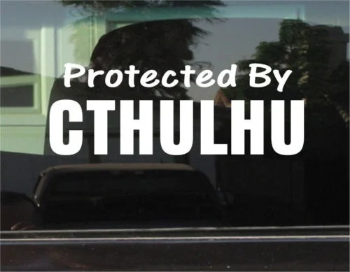 

PROTECTED BY CTHULHU VINYL DECAL/STICKER 15cm