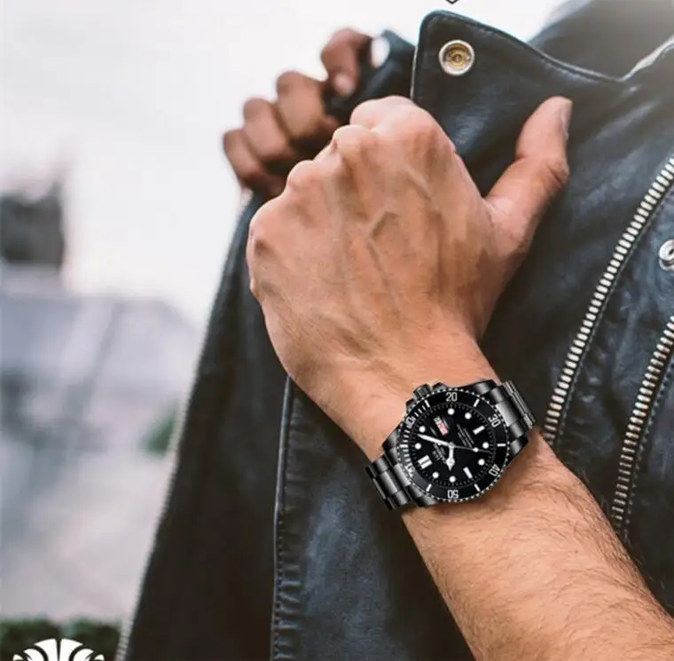 

Top Brand Luxury Mens Watches Automatic Mechanical Watch Sapphire Waterproof 30M Full Black Steel Clock relogio masculino