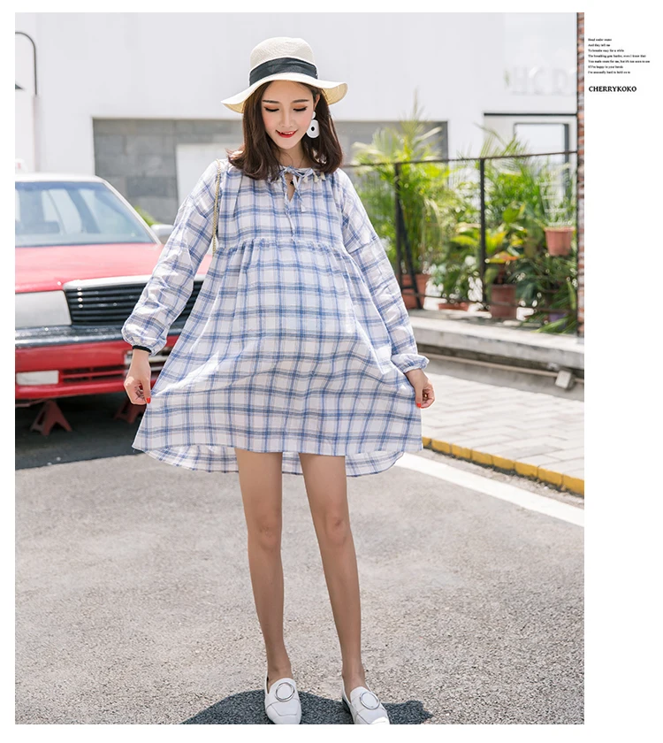 Хлопковая льняная летняя корейская мода для беременных платье Одежда женщин