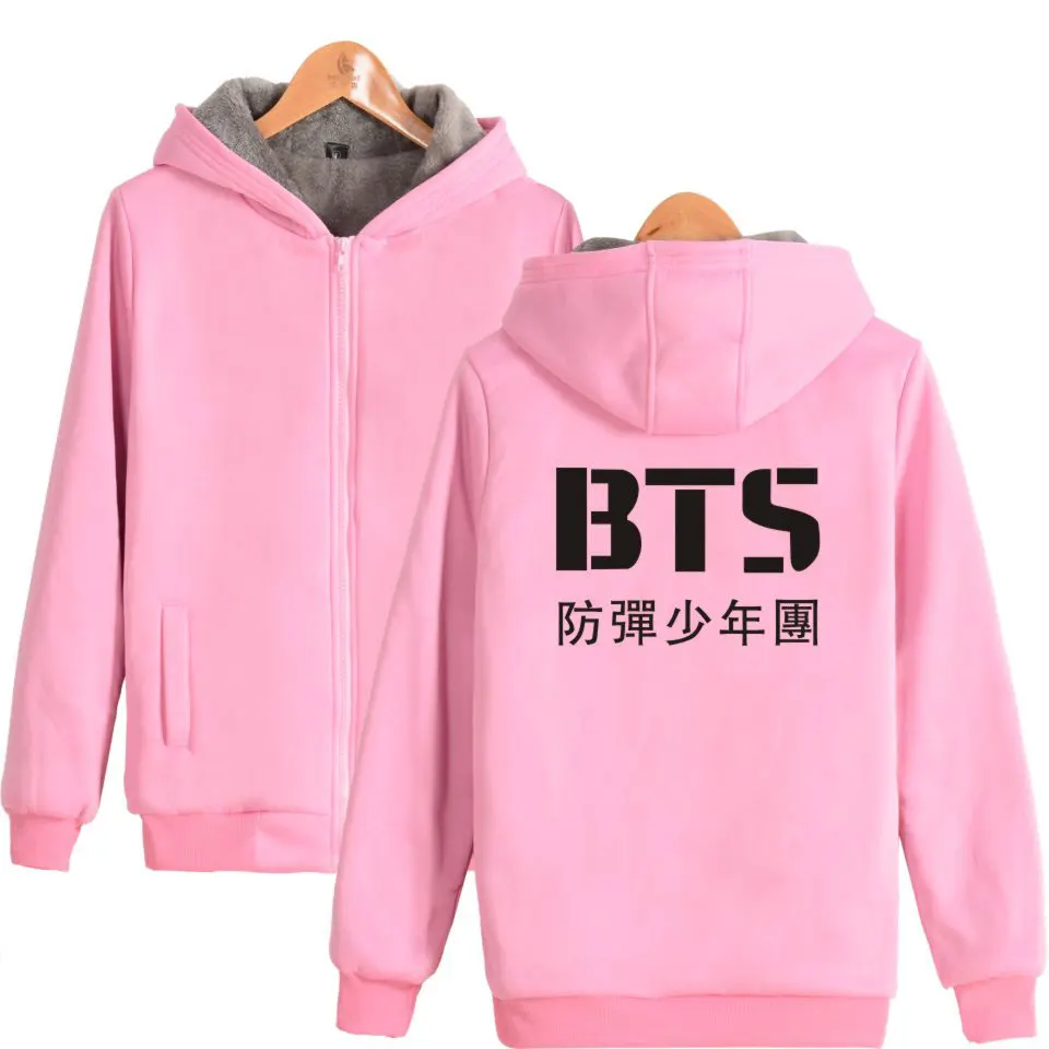2018 новые зимние толстовки поп BTS Для женщин/Для мужчин напечатаны толще пух