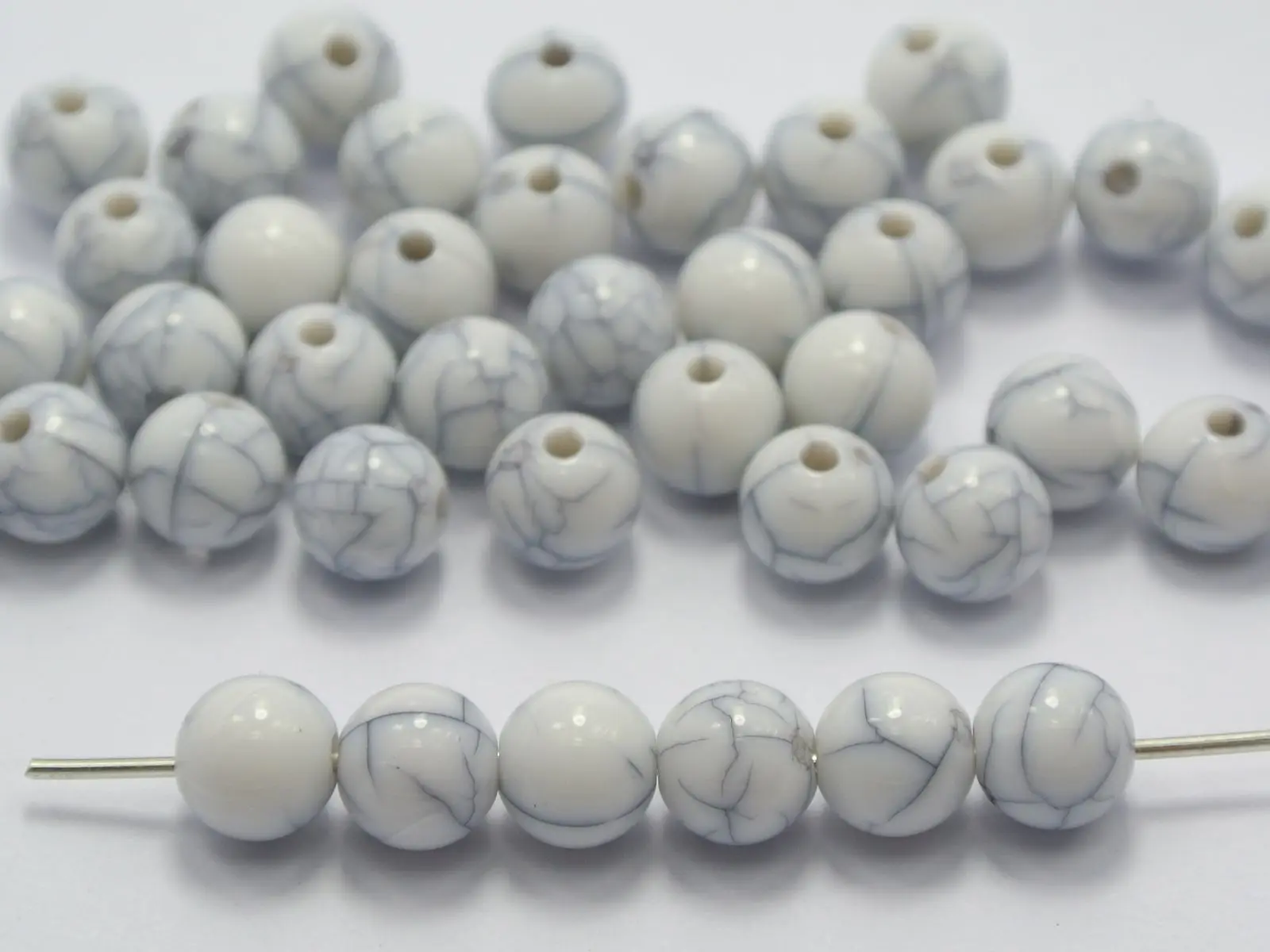 

200 White Imitation Acrylic Round Beads 8mm(0.31")