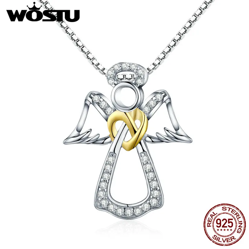 

WOSTU 2019 New Arrival 925 Sterling Silver Guardian Angel Chokers Necklaces for Women Fashion S925 Pendant Jewelry Gift CQN123