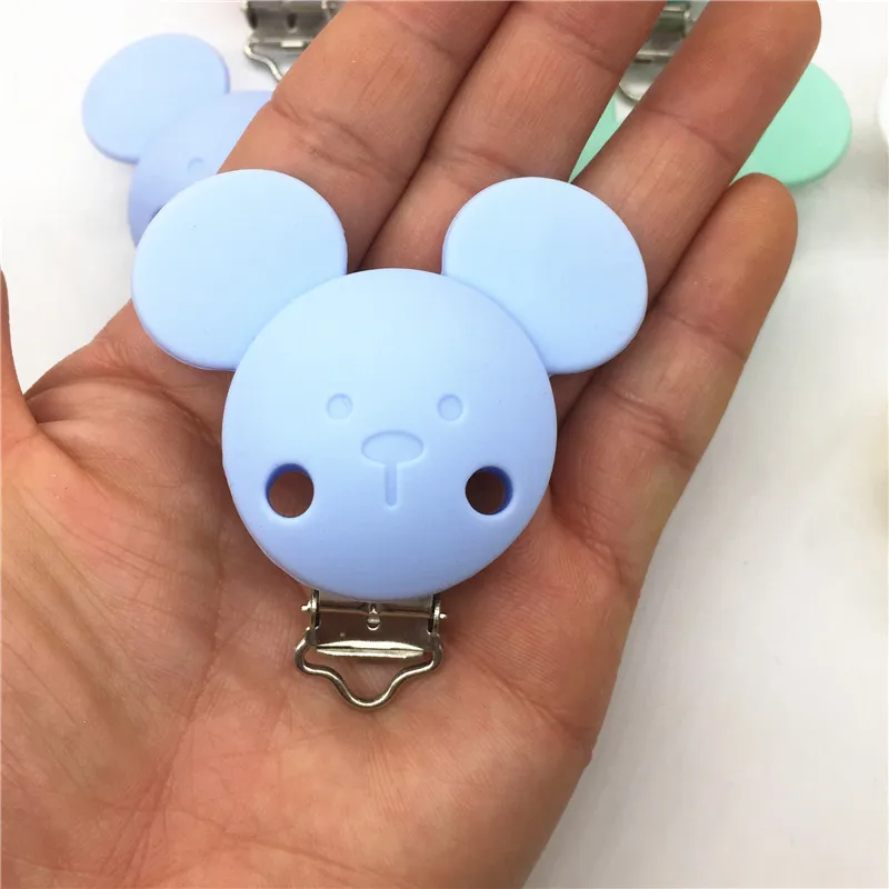 Chenkai 10pcs BPA Free Silicone Mouse Clips DIY Baby Teether Pacifier Dummy Montessori Sensory Jewelry Holder Chain Mickey Clips