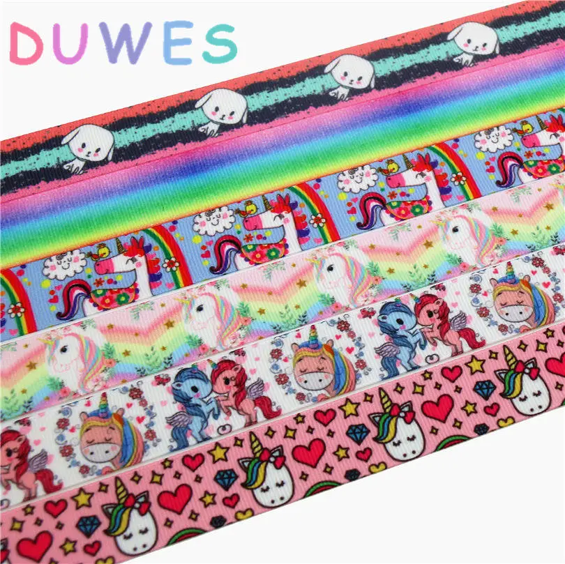 DUWES 7/8 ''Бесплатная доставка собачий Единорог градиент цветной принт грогрен
