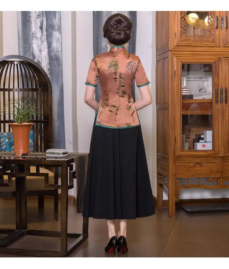 

Plus Size Women's Shirt Tops Traditional Chinese style Lady Silk Blouse Handmade Button Mujer Camisa M L XL XXL XXXL 4XL 9987