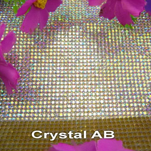Crystal AB Блестящие Стразы SS6 2 мм, полностью стеклянные стразы, горячая фиксация, сетка, аппликация, окантовка, лист, свадебные платья, обувь, сумки, сделай сам, отделка - Цвет: Crystal AB