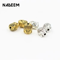 nadeem 10pcslot fashion antique gold silver color alloy buddha head charm beads accessories jewelry fit diy bracelet making