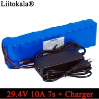 liitokala 24v 10ah 7s4p batteries 250w 29 4v 10000mah battery pack 15a bms for motor chair set electric power 29 4v 2a charger