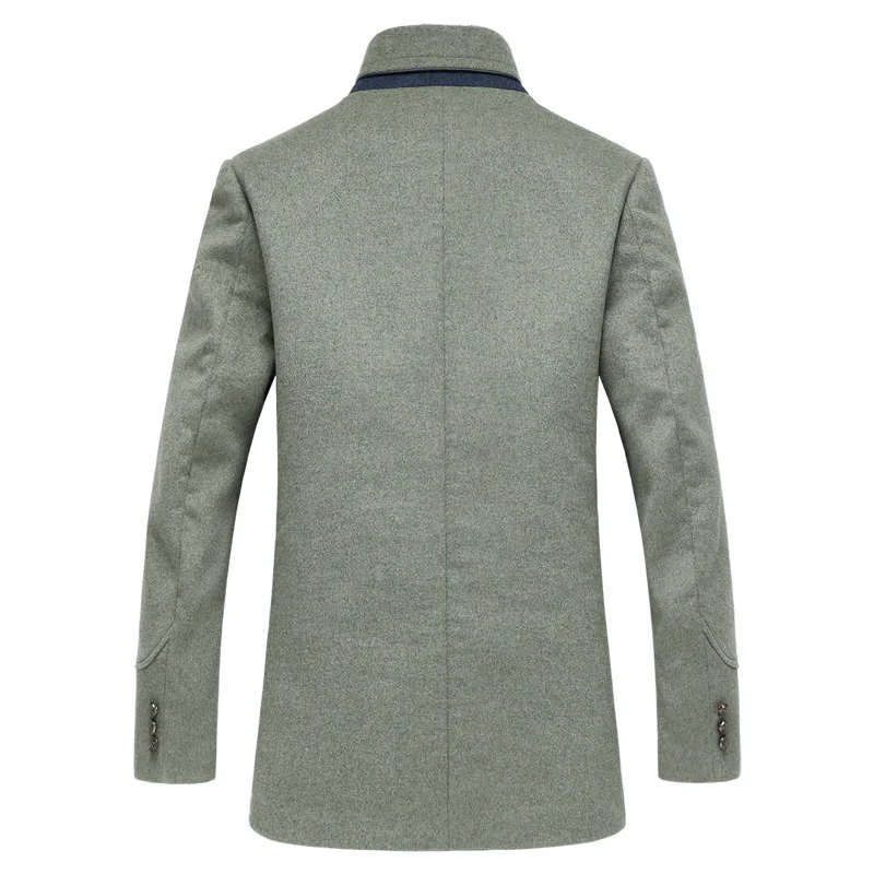 Высококачественные однобортные шерстяные пальто с воротником стойкой мужская