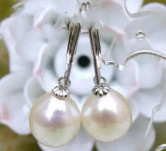 

Free shipping 14k White Solid Gold 10*11mm AAA+++ Drop White South Sea Pearls Dangle Earrings