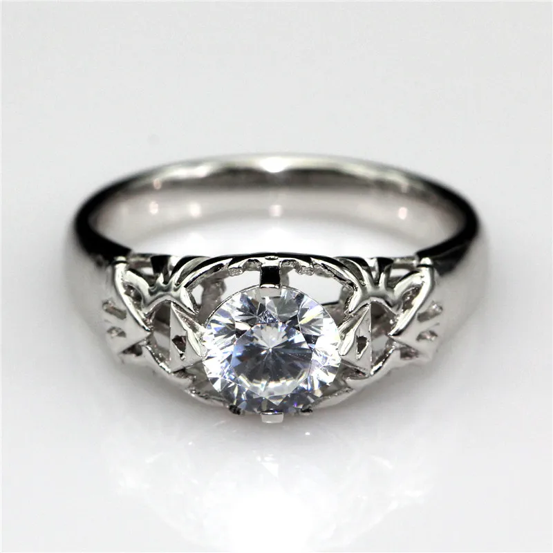 LASAMERO круглое 1CT кольцо Moissanite Solitaire Legend of Zelda Triforce Inspired 14k 585 Белое золото