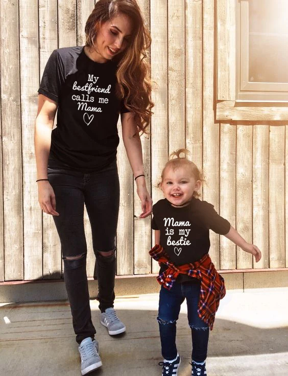 Футболка с надписью Mama Is My Bestie футболки в тон год подходит для мамы малышей одежда