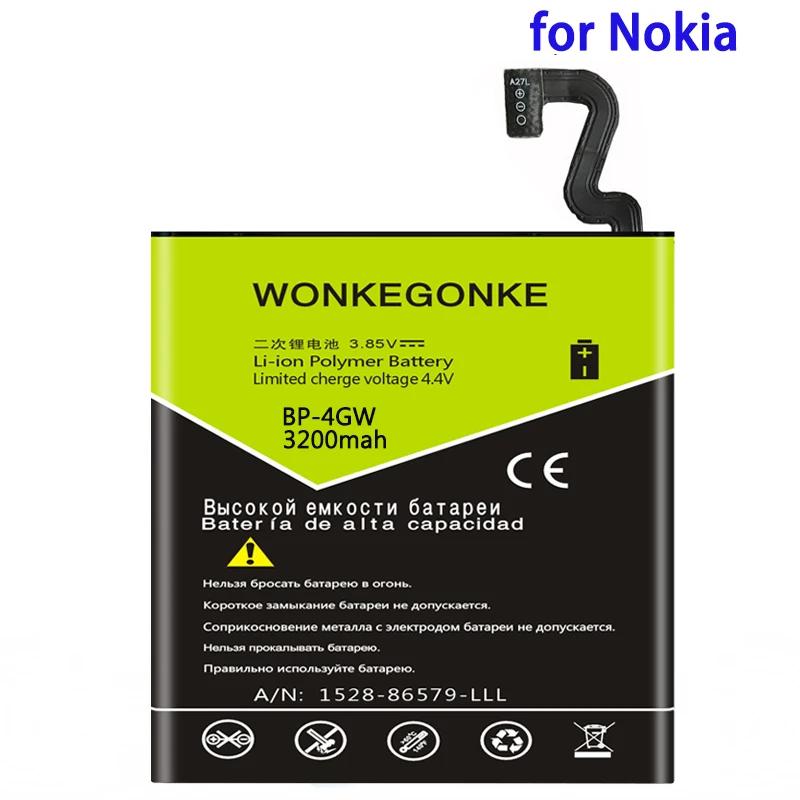 

WONKEGONKE 3200mah BP-4GW battery for Nokia Lumia 920 920TBatteries Bateria