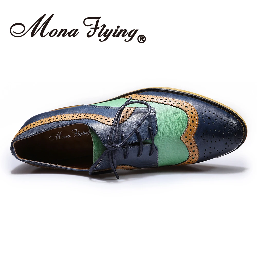 Mona flying/женские кожаные Разноцветные Туфли-оксфорды на шнуровке с перфорацией типа «броги»; туфли дерби; женские B098-01