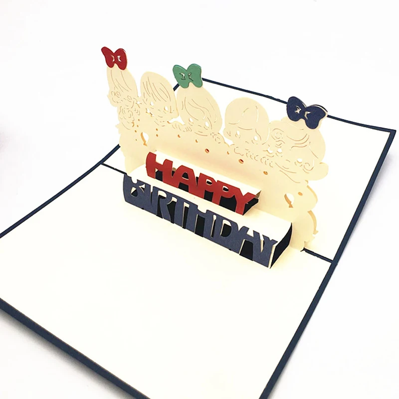 3D открытка ручной работы 1 шт. поздравительная карта Kirigami Детские приглашения