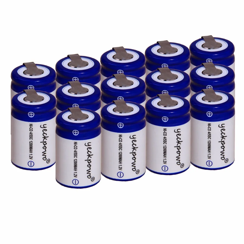 Yeckpowo 14 шт. 4/5SC 1200 мАч 1 2 В аккумулятор NICD аккумуляторные батареи 3 см * для
