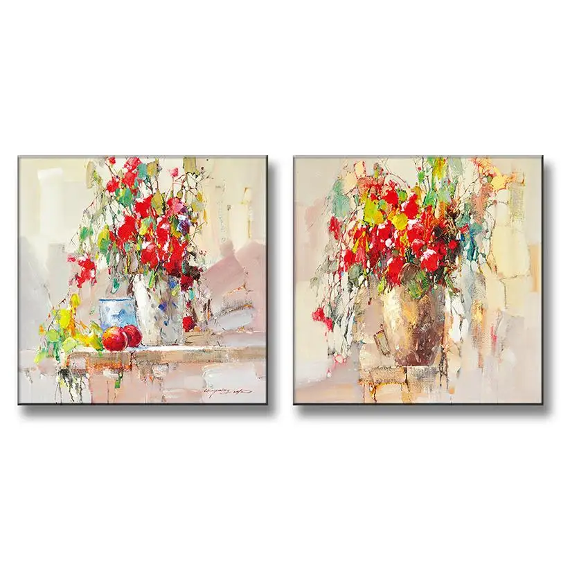 2 шт./компл. абстрактная картина маслом цветок Холст Настенная украшение дома