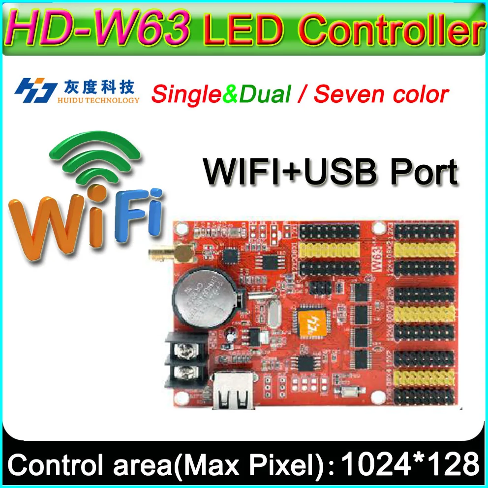 HD -W63 LED display  controller, Single&double color P10 LED sign Control card,U-Disk and WIFI Wireless control