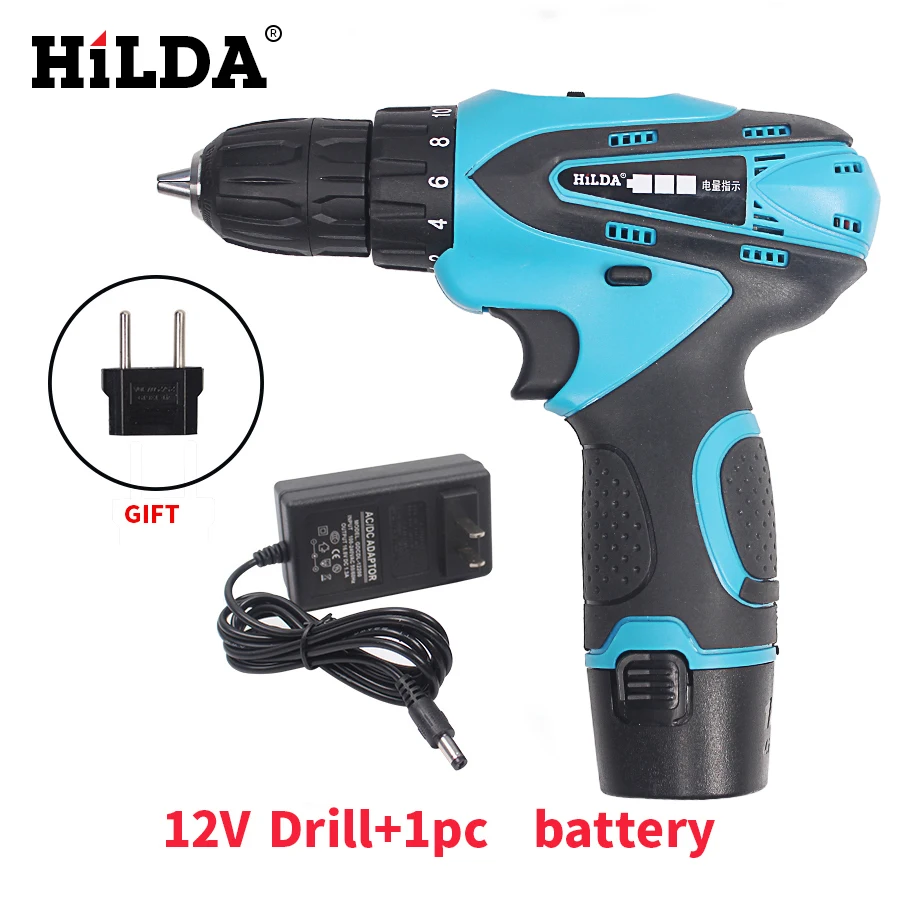 HILDA 12 V 16 8 электрическая дрель 2 скорости перезаряжаемая литиевая батарея