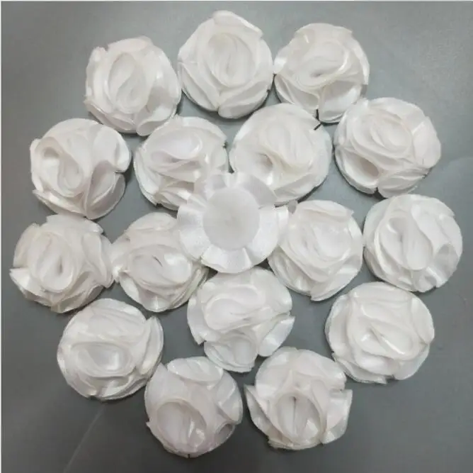 

Diy 100Pcs/Bag 3.5cm White Rose Flowers Satin Rose Ribbon Flowers DIY For Make Wedding Bouquet Flower AccessoriesViolet