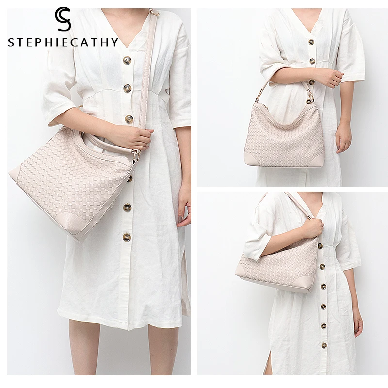 Модная Роскошная плетеная Дамская Сумочка Хобо из искусственной кожи SC