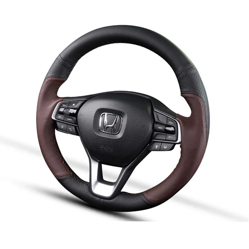 Автомобиль верный из натуральной кожи чехол рулевого колеса автомобиля для honda civic 2006-2011accord 8 7 crv fit руль автомобиля аксессуары - Название цвета: color 2