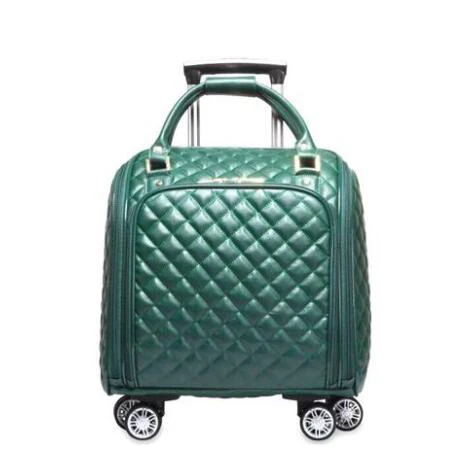 GREEN CARRYLOVE роскошные женские кожаные чемодан чашку spinner вести Дорожная сумка на колесах с пластиковым каркасом - Цвет: GREEN