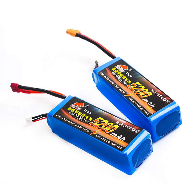 HUONIU мощность 7 4 V 11 1 14 8 22 2 5200mAh 45C 2S 3S 4S 6S перезаряжаемая литий-полимерная батарея XT60