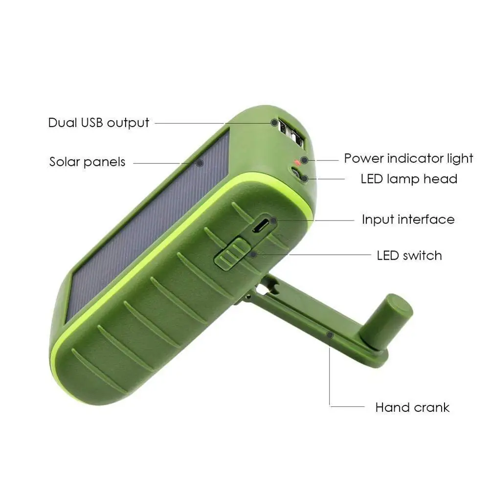 Ручная рукоятка и солнечная энергия для путешествий на открытом воздухе USB