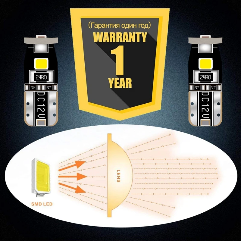 Katur 10 шт. 3030 SMD T10 W5W 194 Светодиодные лампы парковочный автомобильный Светодиодный