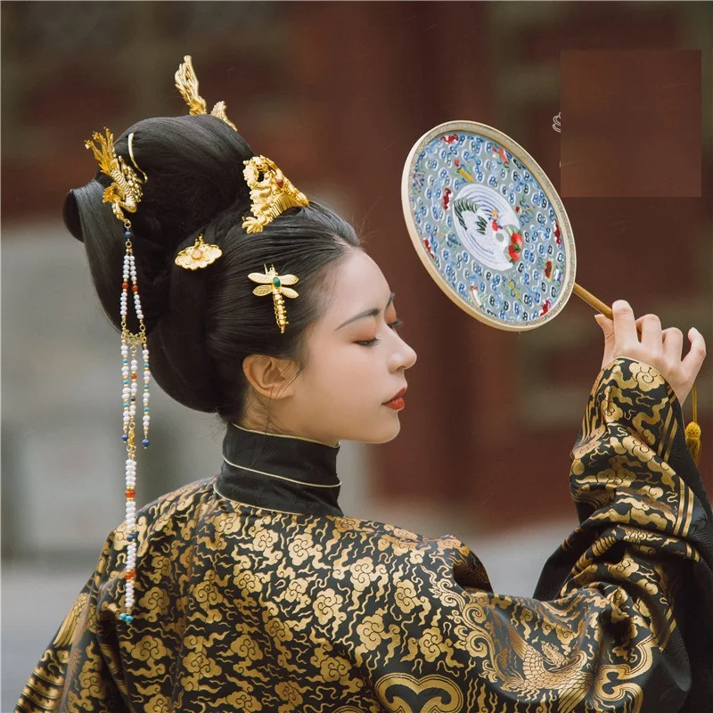 LYZ Tao Hua Du Ming искусственные волосы китайская винтажная ручная резьба головной убор