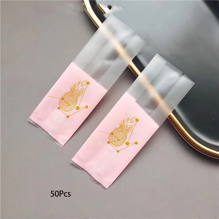 50PCS Bag Новинка, креативная лента, розовая, ярко-золотая, ананас, коробка для торта, конфета, печенье, выпечка в подарок, коробка для шоколада, свадьбы, дня рождения, вечеринки, Подарочная сумка, набор - Цвет: 50PCS Bag