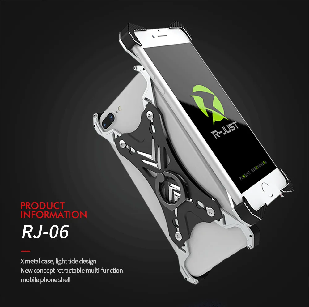 R-JUST для iPhone 6 6S 7 8 X XS MAX XR универсальный чехол Роскошный Жесткий Алюминиевый металлический бампер кольцо держатель защитный задний Чехол Для Телефона