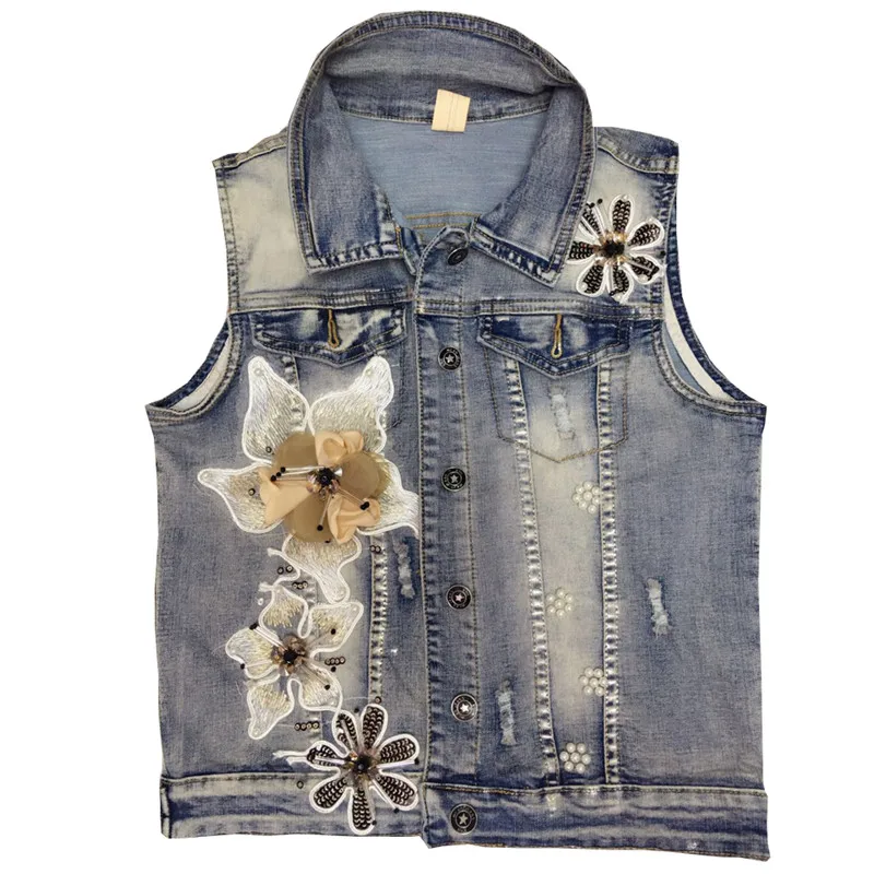 Женская Повседневная куртка синяя рваная однобортная на пуговицах с кружевными