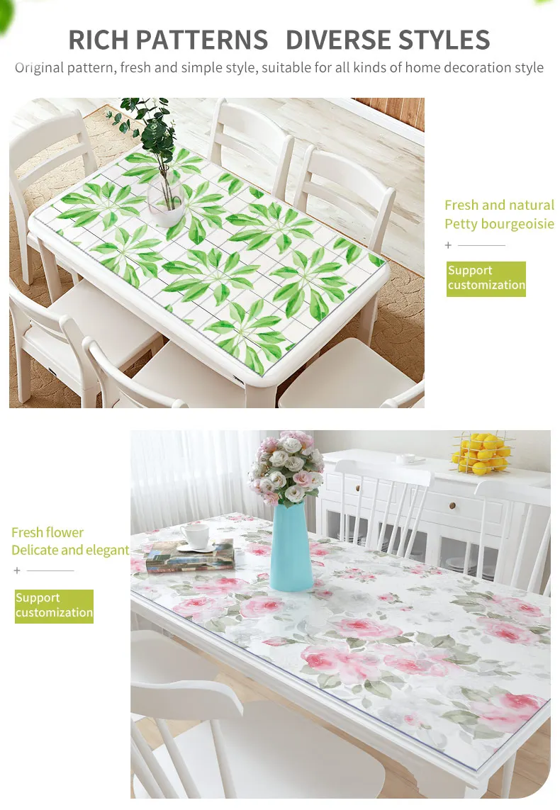 1.3mm Marble Waterproof PVC Tablecloth Thicken Table Cover White Opaque For Livingroom Desk Accessories Soft Glass Cloth Mat