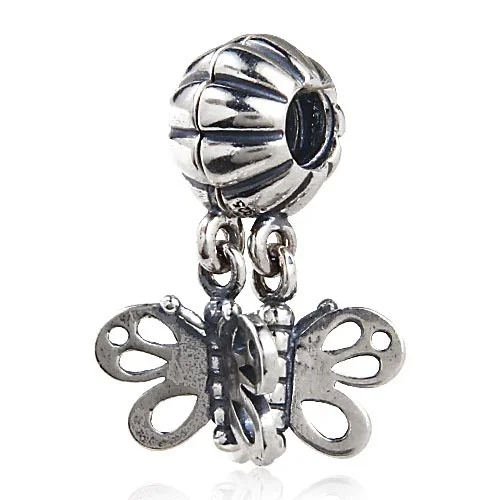 Пара подвесок бабочек в античном стиле оригинальные подвесные серебряные бусины