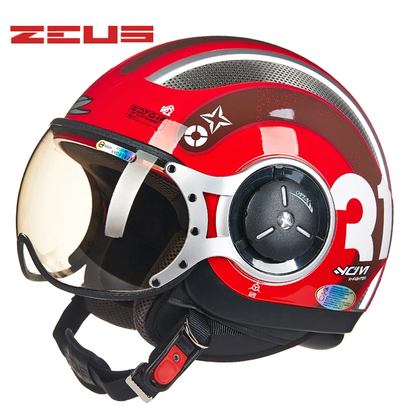 Мотоциклетный шлем ZEUS 218C 3/4 унисекс ретро полушлем в горошек модный мужской
