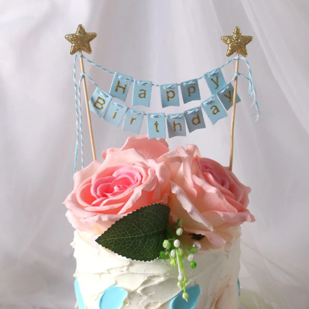 YORIWOO Топпер для торта С Днем Рождения топперы кексов флаг баннер украшение 1