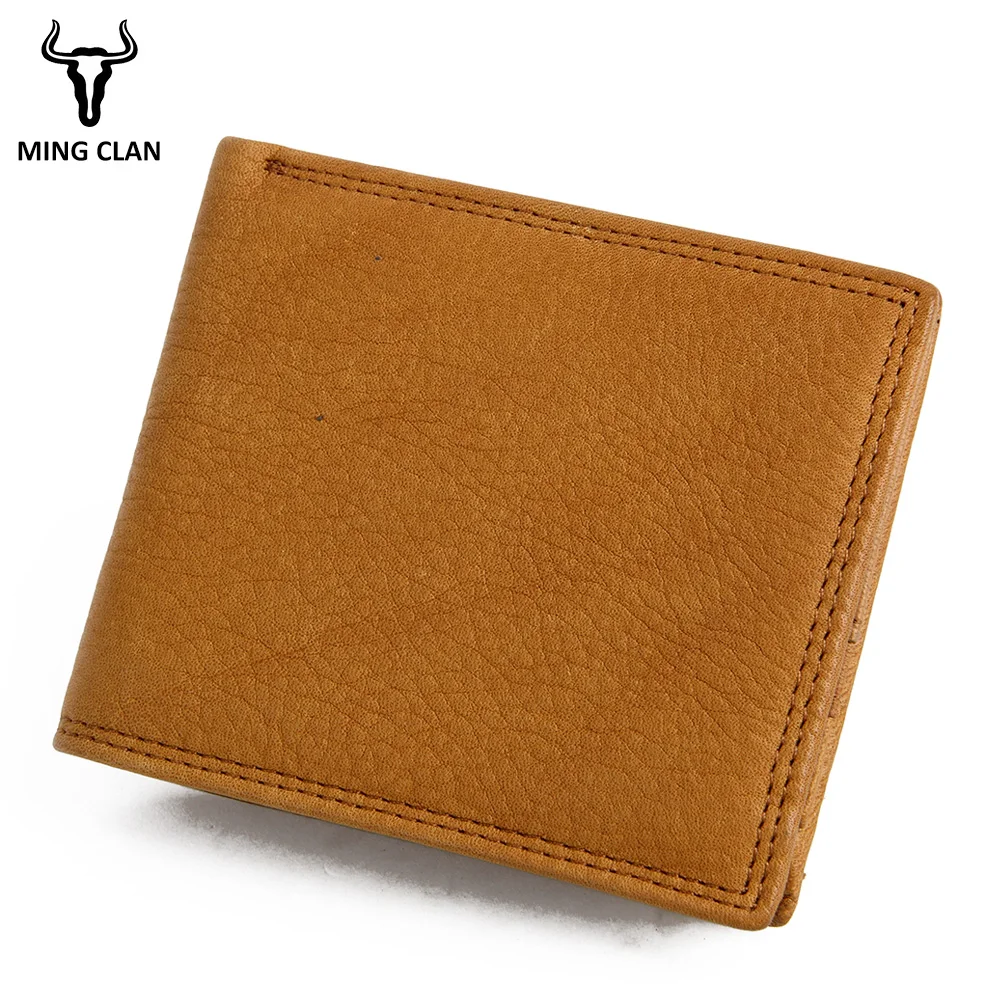 Mingclan, дизайнерский,, настоящий, Carteiras Masculinas, Воловья кожа, мужской короткий кошелек, кошелек, держатель для карт, отделение для монет, мужские кошельки