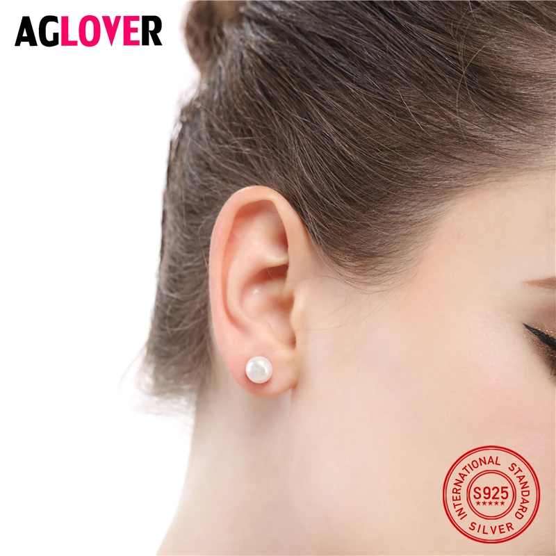 Женские серьги гвоздики из серебра 925 пробы с пресноводным жемчугом|stud earrings|earrings