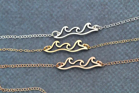 3 вида цветов кулон с волной из нержавеющей стали ожерелье пляжное свадебное