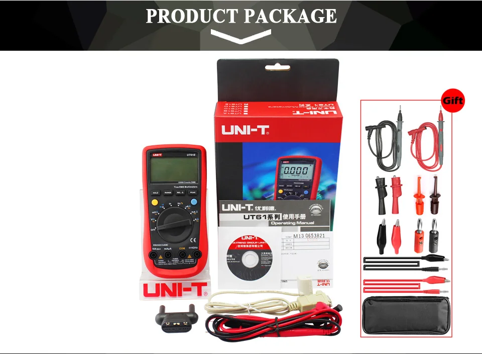 UNI-T UT61E 1000V Цифровой мультиметр, измеряющий истинные квадратичные значения 22000 переменного/постоянного тока AC DC RS232 отн значение удержание пикового значения удержания данных режим относительного измерения рабочий цикл