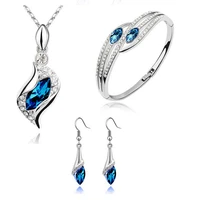 austrian crystal angel eyes silver plated 2021 fashion bridal jewelry sets for women